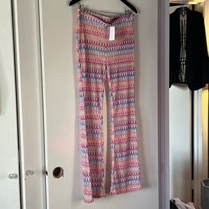 H&M Multicolor Knit Woven Zigzag Patterned Beach Pants. NWT. US medium.